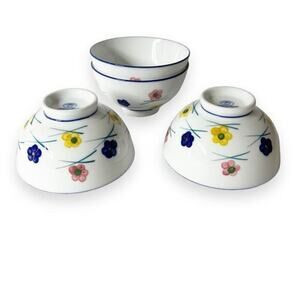 MISTY ROSE Floral Rice Bowls Set of‎ 4